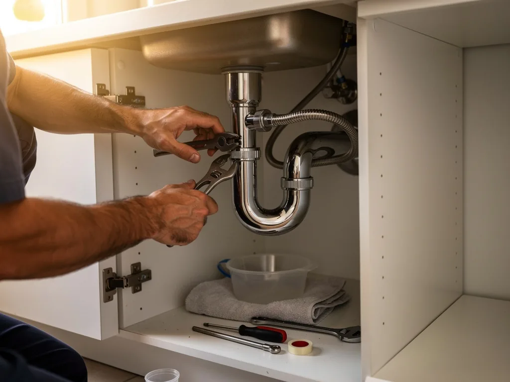 Intervention plombier à Cachan : artisan au travail